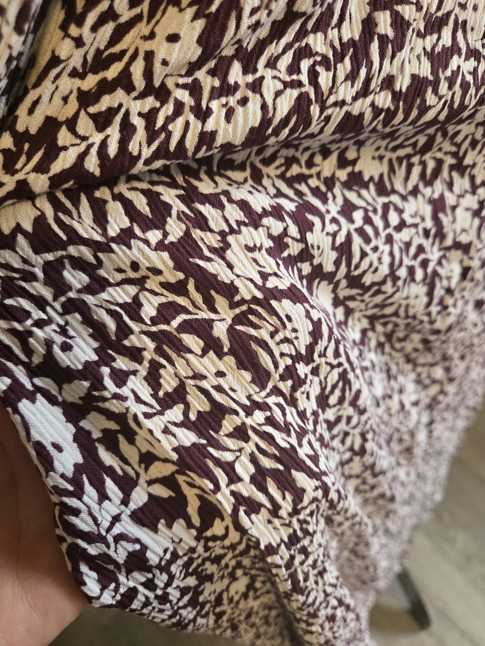Smocked Floral Maxi Dress in Mauve and Cream - Picture 3 of 6